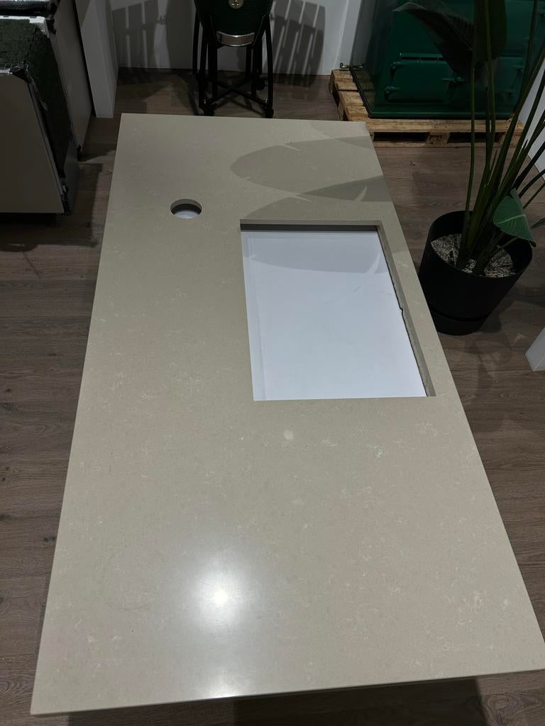 Composiet keukenblad, Huis en Inrichting, Keuken | Keukenelementen, Ophalen, Grijs, 100 tot 150 cm, Zo goed als nieuw