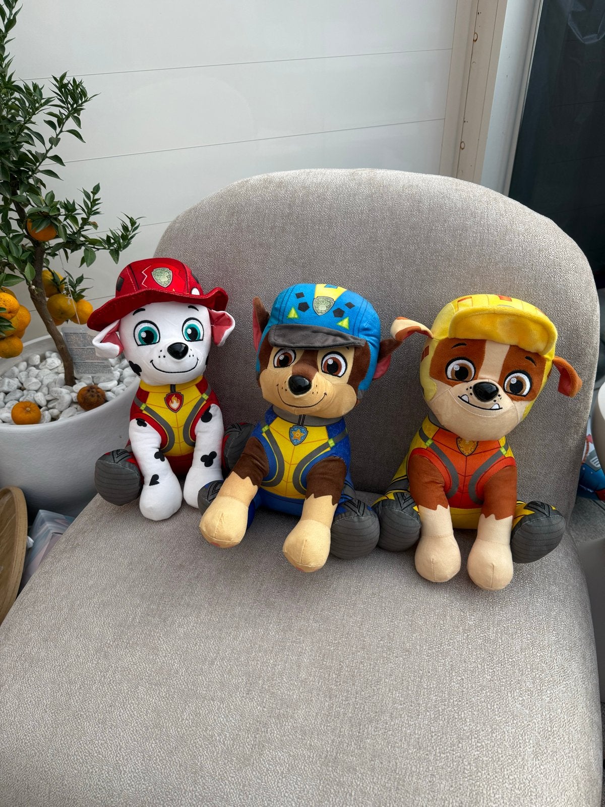 Paw Patrol Knuffels - Marshall, Chase en Rubble Set, Overige merken, Zo goed als nieuw, Middelgroot (20 tot 80 cm), Meerkleurig