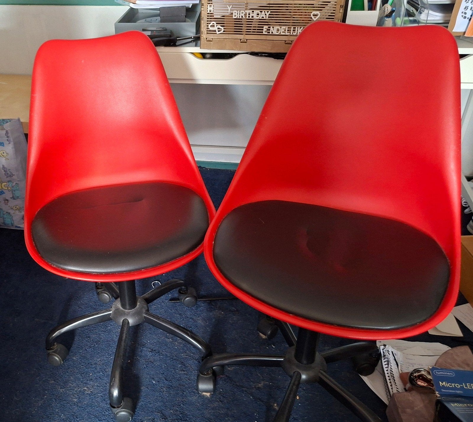 bureaustoelen, in hoogte verstelbaar, Ophalen, Gebruikt, Rood