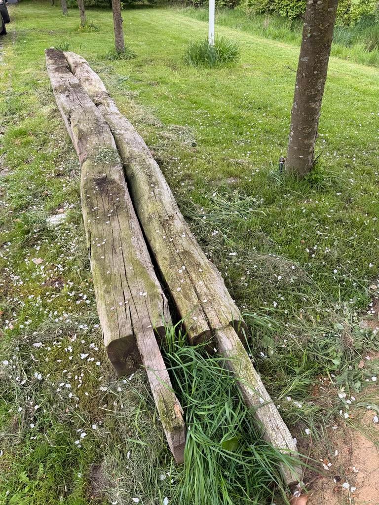 Eikenhouten gebinten 7m lang 30x30cm, Doe-het-zelf en Verbouw, Hout en Planken, Ophalen, Gebruikt, Eiken, Balk