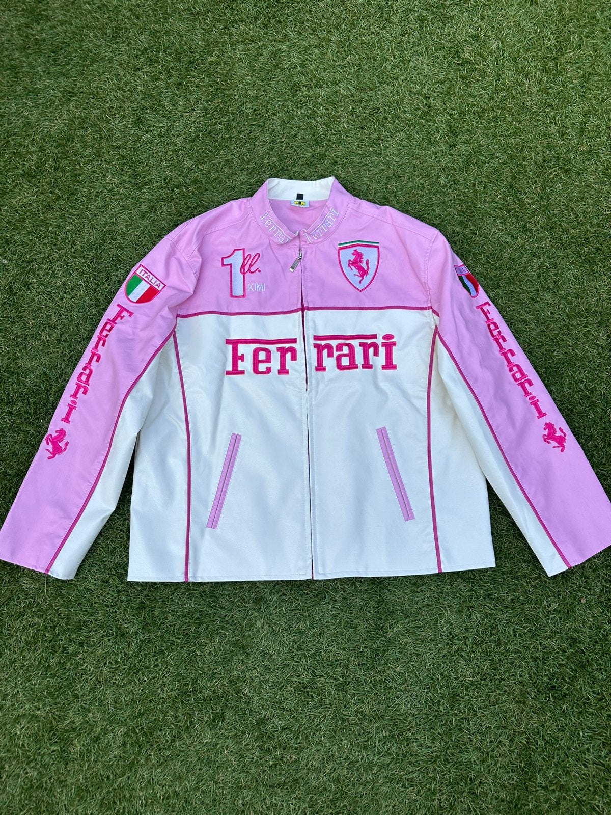 Ferrari PU Lederen Racing Jas Roze Maat L, Ophalen of Verzenden, Zo goed als nieuw, Maat 42/44 (L), Roze