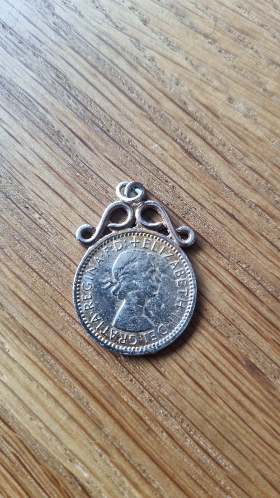 1955 Queen Elizabeth hanger, zilver, Ophalen of Verzenden, Zilver