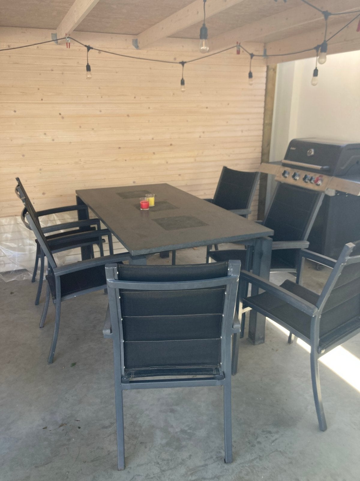 Tuinset met 6 stoelen en tafel, Tuin en Terras, Ophalen, Gebruikt, Eettafel, 6 zitplaatsen