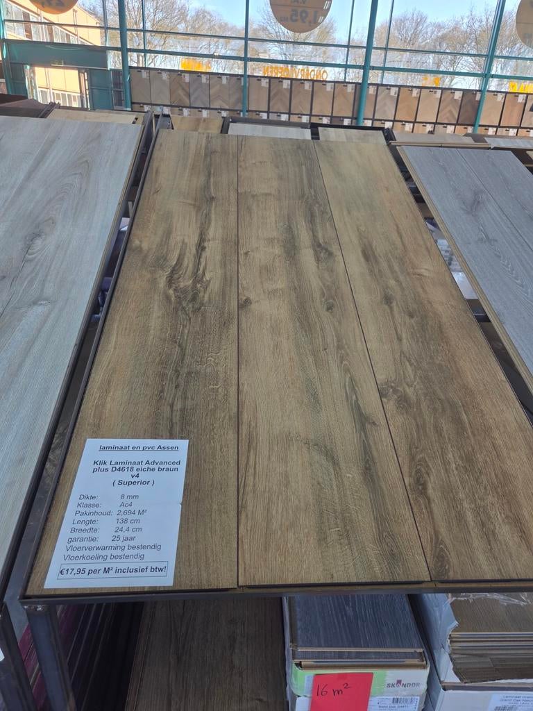 restpartij laminaat 8mm nu €13,95pm2, Ophalen, Nieuw, 75 m² of meer, Laminaat