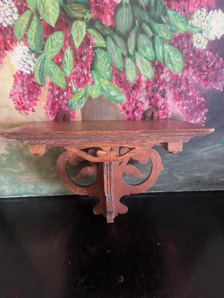 Mooi uitgesneden oude houten wand console, Ophalen of Verzenden