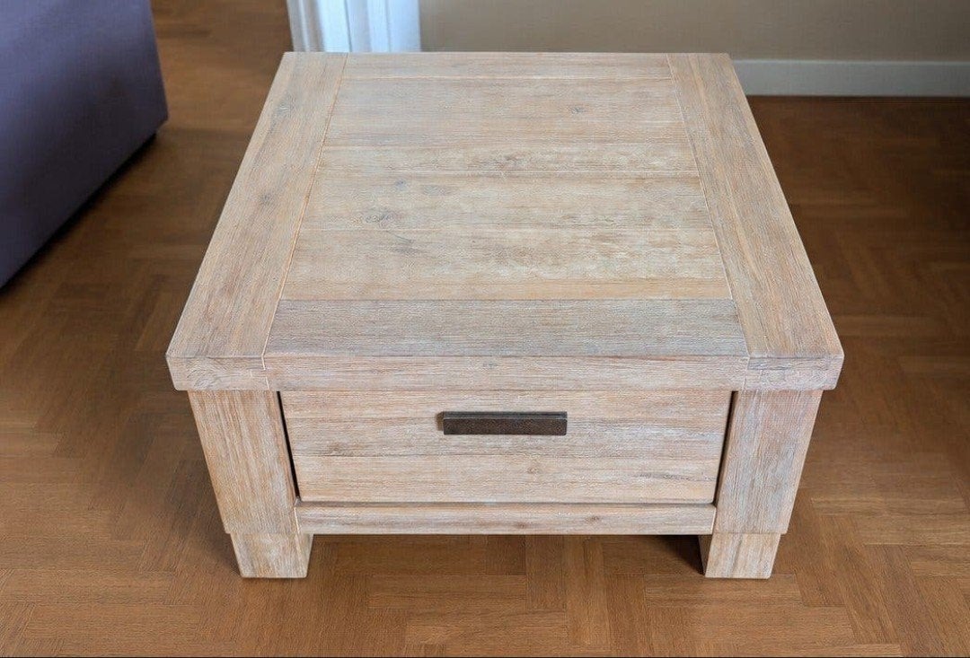 Acacia kast en tafel - uitstekende staat, Ophalen, Met lade(s), 50 tot 100 cm, Zo goed als nieuw