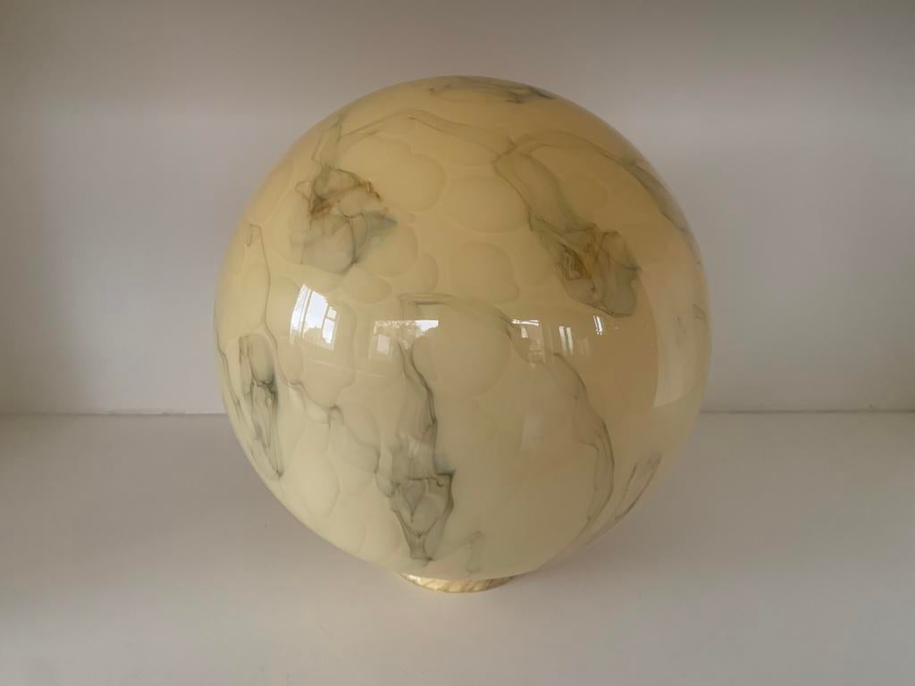 Set van 2 Art Deco Hanglampen - Marmerlook Glas, Ophalen of Verzenden, Gebruikt, Glas