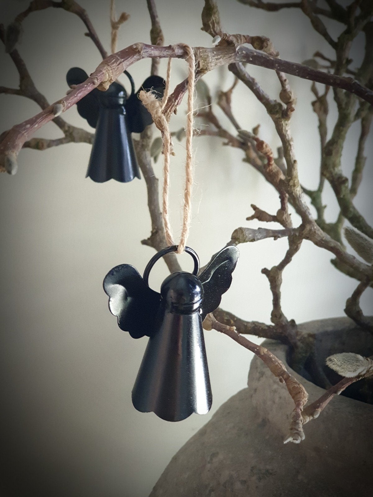 Metalen engel zwart - beschermengel - hanger, Ophalen of Verzenden, Nieuw, Metaal
