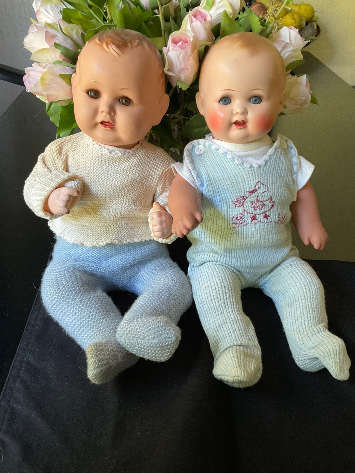 🌿Pop ,” 2 ANTIEKE POPPEN” 🌿anno ca 1935/40,🌿nu samen €85, Verzenden, Gebruikt, Babypop