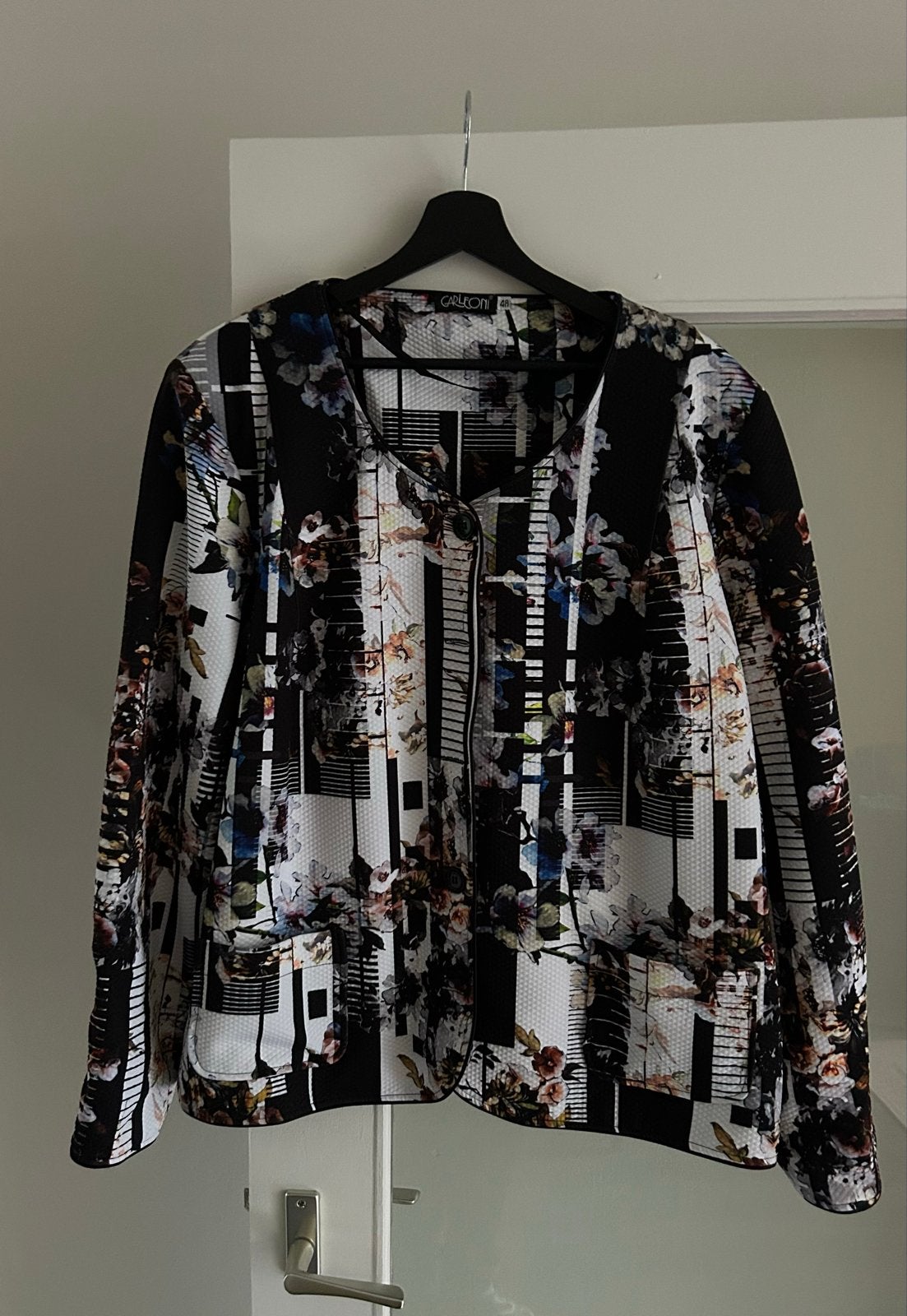 Carleoni Jasje met Bloemenprint en Geometrische Patronen, Kleding | Dames, Zwart, Maat 46/48 (XL) of groter, Ophalen of Verzenden