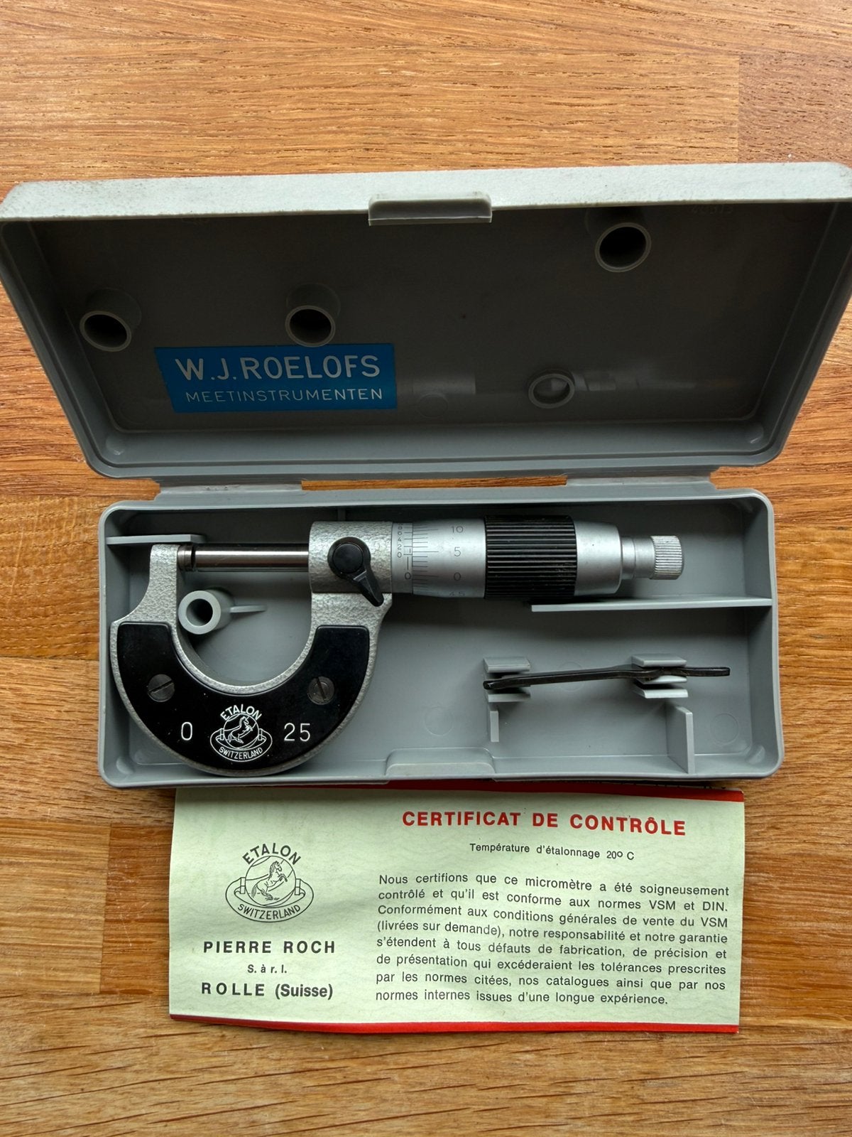 Etalon Micrometer 0-25mm met Certificaat, Ophalen of Verzenden, Zo goed als nieuw, Afstand