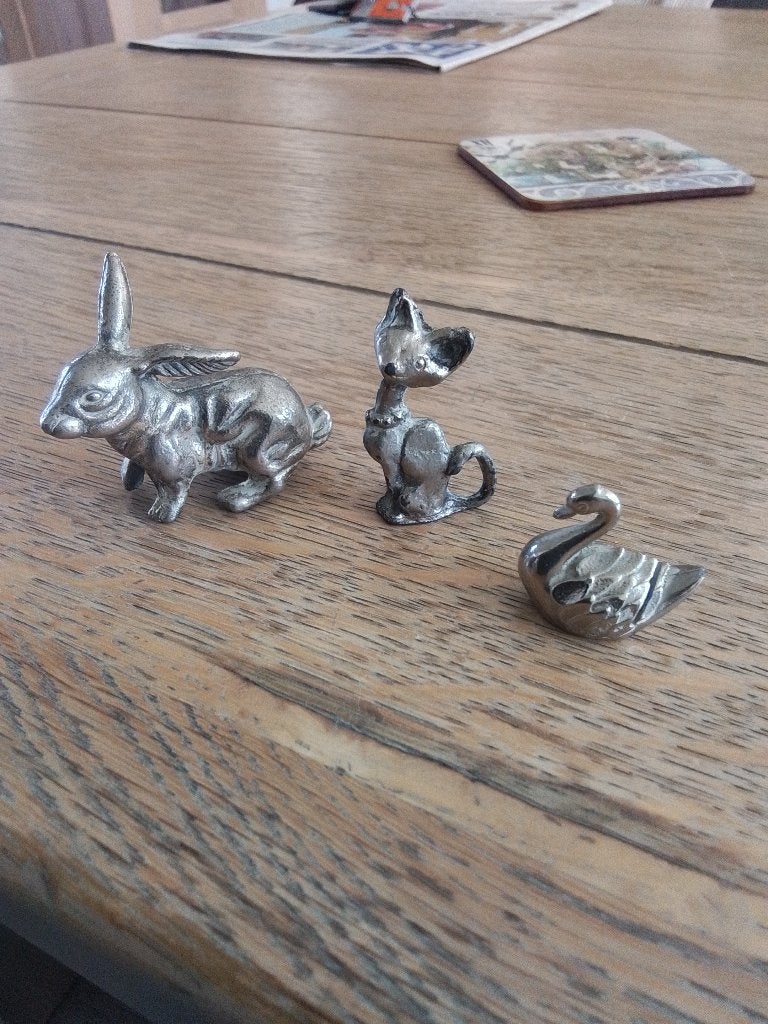Diverse verzilverende / ijzeren dieren beeldjes, Ophalen of Verzenden, Gebruikt, Overige soorten, Beeldje of Figuurtje