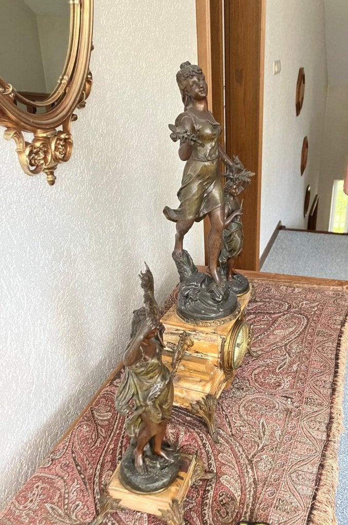 Antiek driedelig kast/schoorsteen stel (Beeldjes), Ophalen, Gebruikt, Overige typen