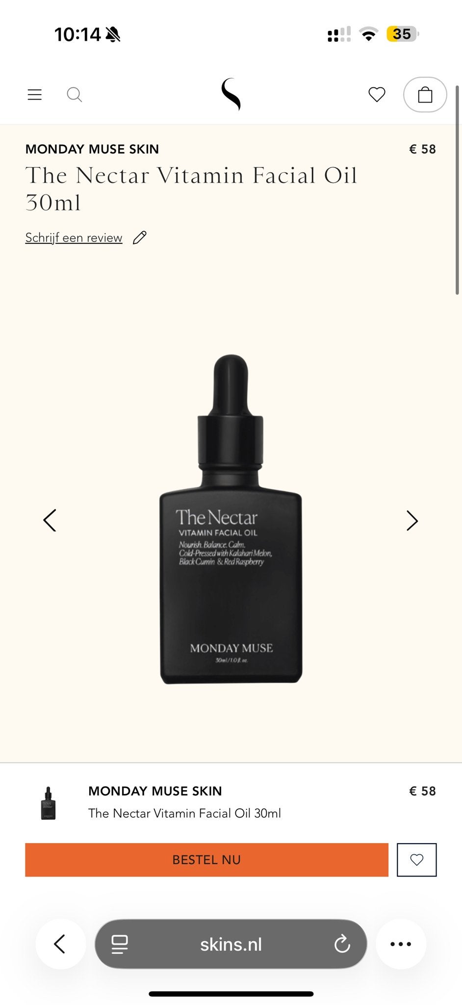 Monday Muse The Nectar Vitamine Gezichtsolie 30ml, Ophalen of Verzenden, Nieuw, Gehele gezicht, Verzorging