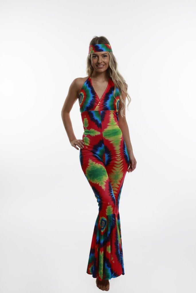 Tie-dye Jumpsuit Dames – Luxe 70’s Look Carnaval - Maat M, Niet ingevuld, Niet ingevuld, Niet ingevuld