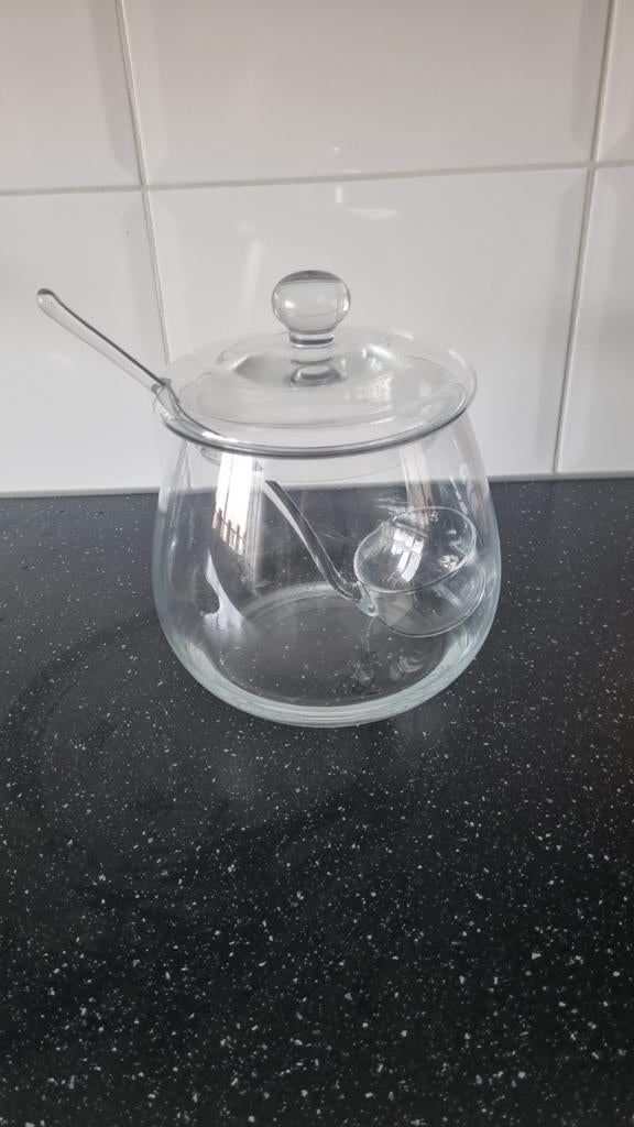 Glazen bowlpot met Lepel - Zo Goed als Nieuw, Ophalen, Zo goed als nieuw