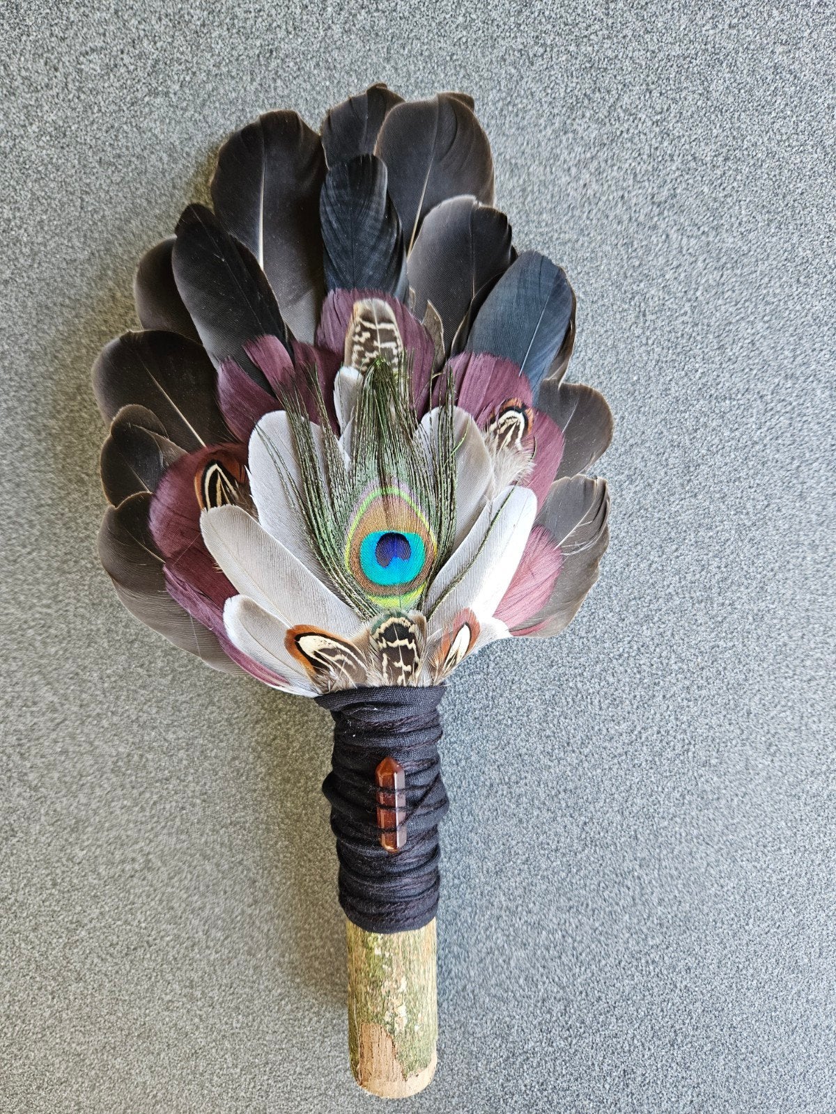 Smudge feathers agaat veren waaier feather stick reiki, Ophalen of Verzenden