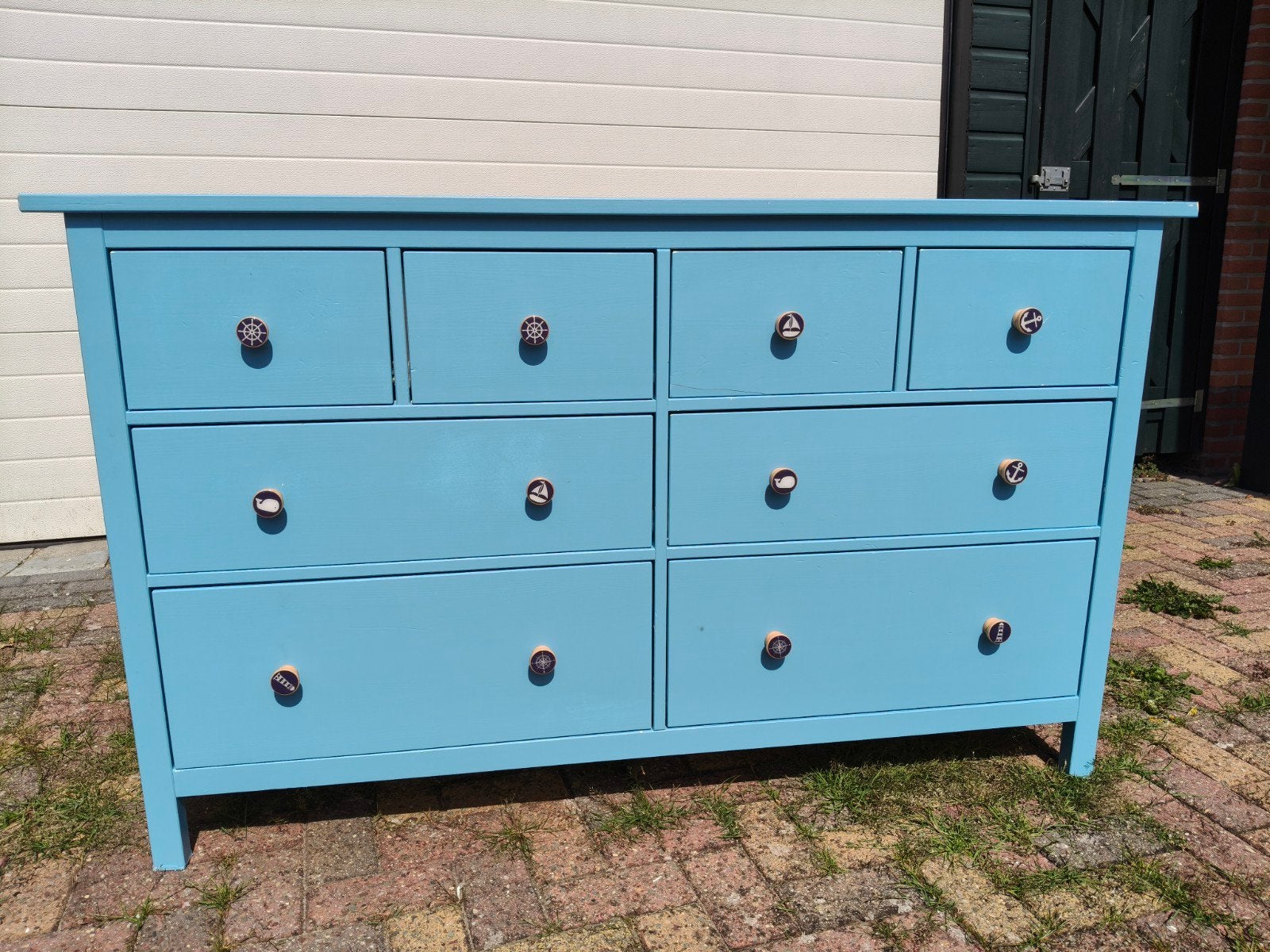 Hemnes ladekast IKEA blauw met 8 lades, Ophalen, Gebruikt, 5 laden of meer, 150 tot 200 cm