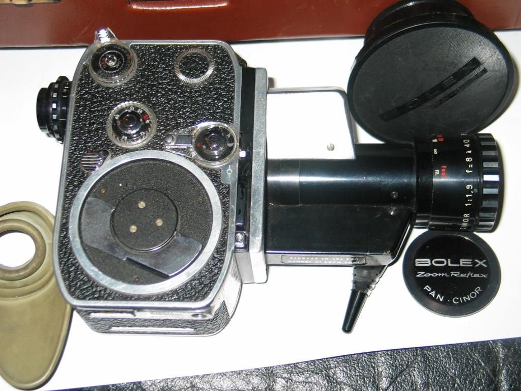 Bolex paillard p1 8mm filmcamera topkwaliteit! + Lederen tas, Ophalen, 8mm, Camera