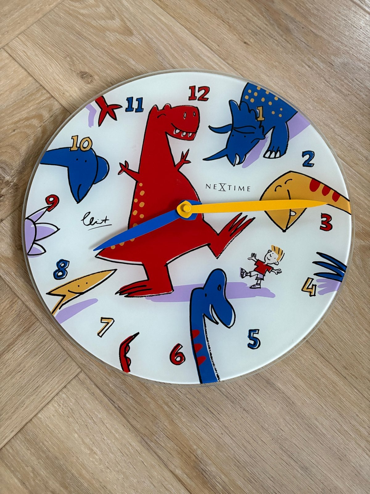 Nextime Wandklok Dino - Kleurrijke Kinderklok, Ophalen, Analoog, Modern, Wandklok