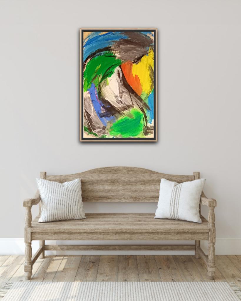 Abstract schilderij, the flow of the river op linnen doek, Antiek en Kunst, Kunst | Schilderijen | Abstract, Ophalen of Verzenden