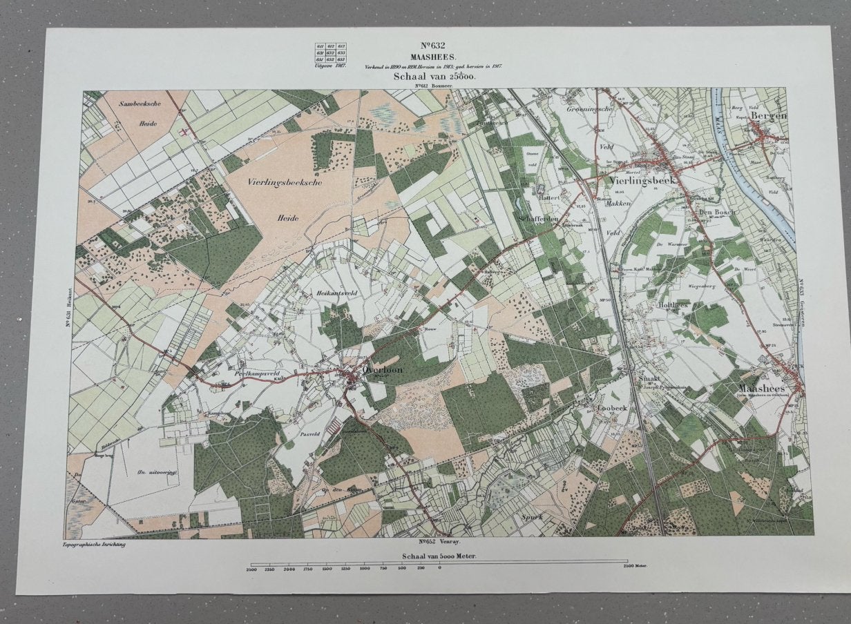 Mooie kaart van Maashees uit 1917 (45cm x 32cm), Boeken, Atlassen en Landkaarten, Ophalen, 1800 tot 2000, Nederland, Landkaart