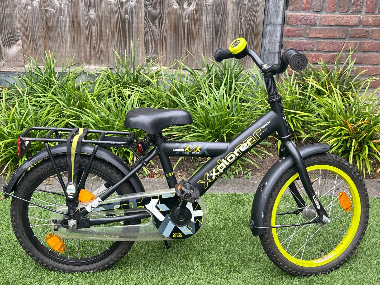 Loekie Xplorer 16 inch kinderfiets - Zwart/Geel, Ophalen, Gebruikt, Terugtraprem, 16 tot 20 inch
