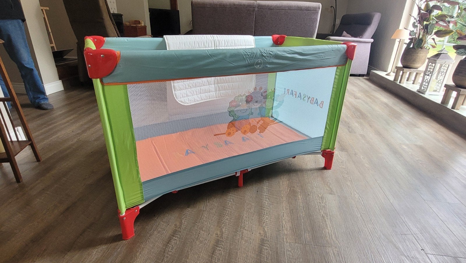 BabySafari Reisbed/Campingbedje - Groen/Blauw, Ophalen, Zo goed als nieuw, Rechthoekig
