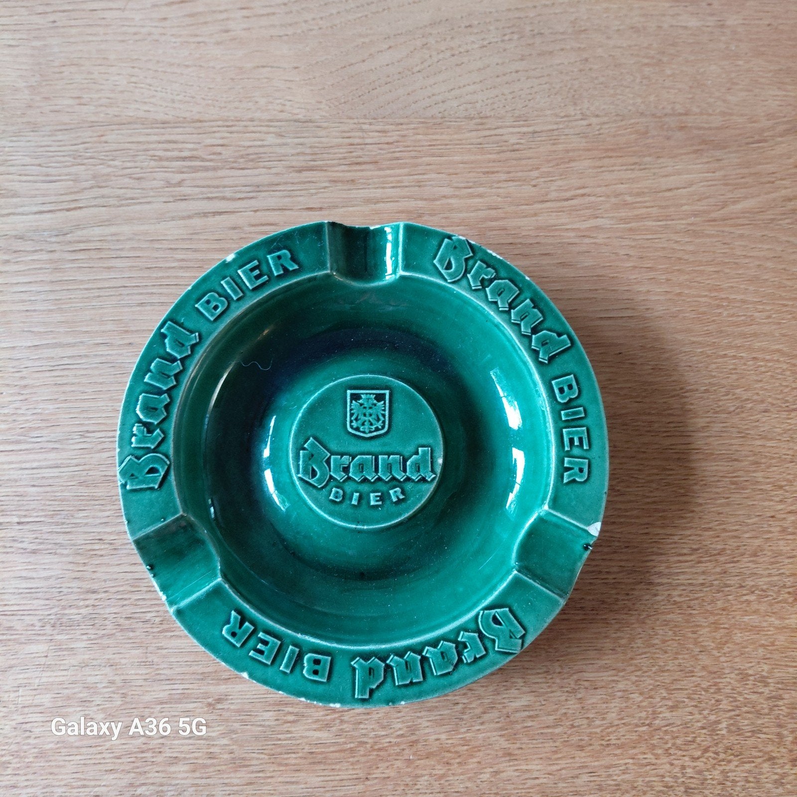 Vintage Brand Bier Asbak - Groen Keramiek, Ophalen of Verzenden, Gebruikt, Asbak