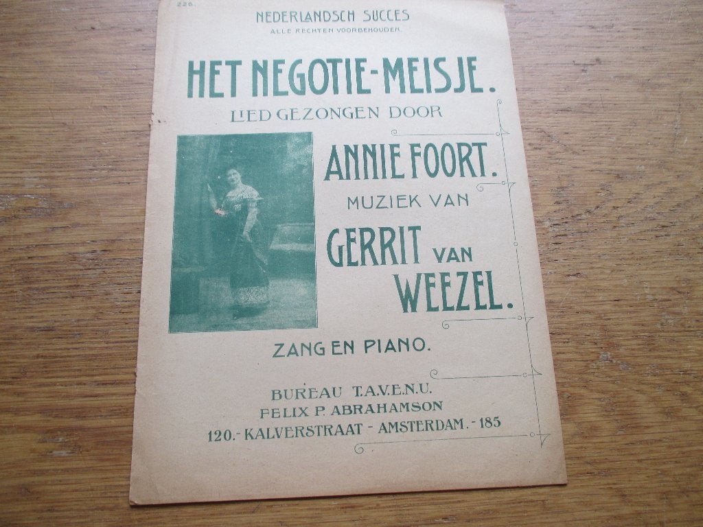 Het Negotie-meisje - Annie Foort - Oude bladmuziek, Zang, Gebruikt, Ophalen of Verzenden, Artiest of Componist