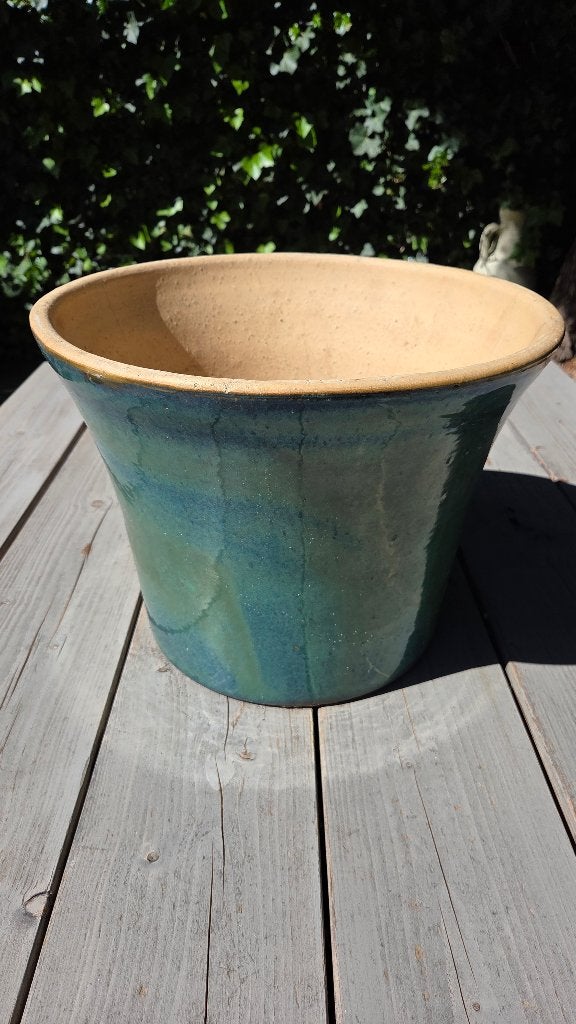 Bloempot aardewerk groen, turquoise, Gebruikt, Rond, Minder dan 40 cm, Ophalen