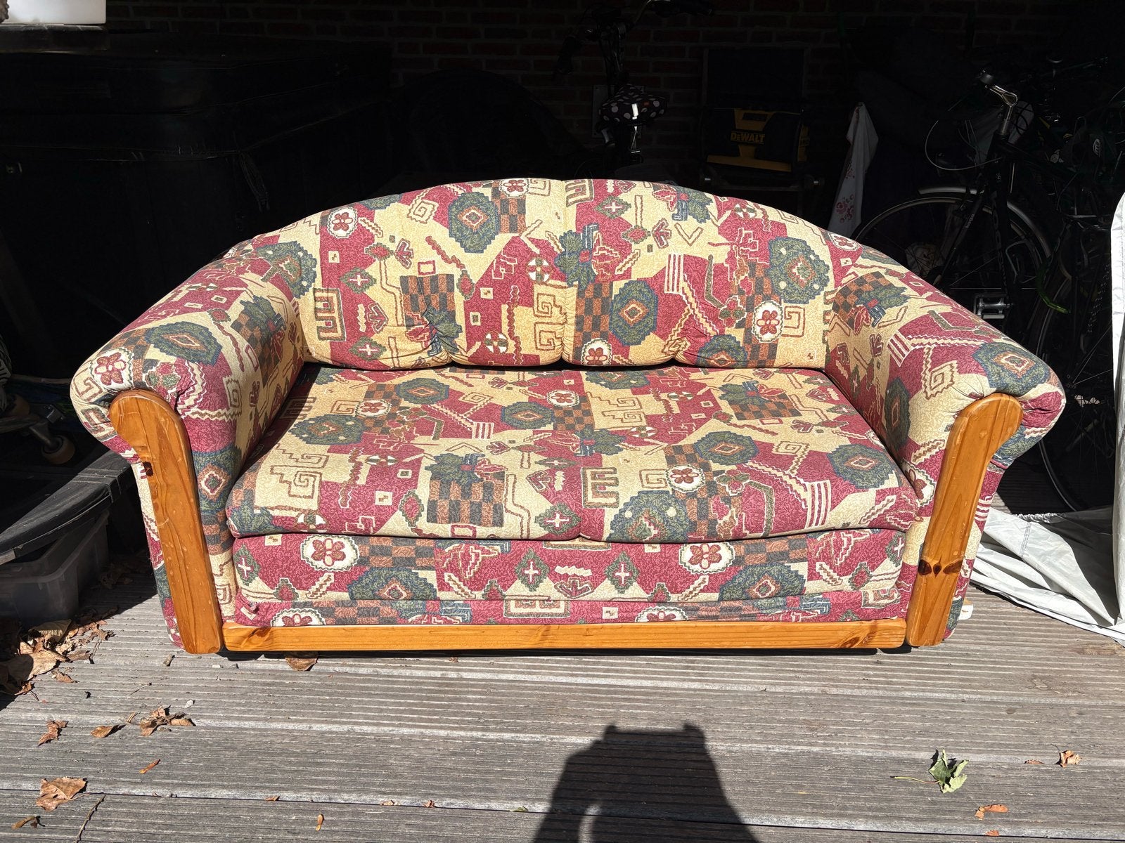Vintage slaapbank kleurrijk  80 lengte 150 breedte 68 hoog, Ophalen, Gebruikt, 150 tot 200 cm, Tweepersoons
