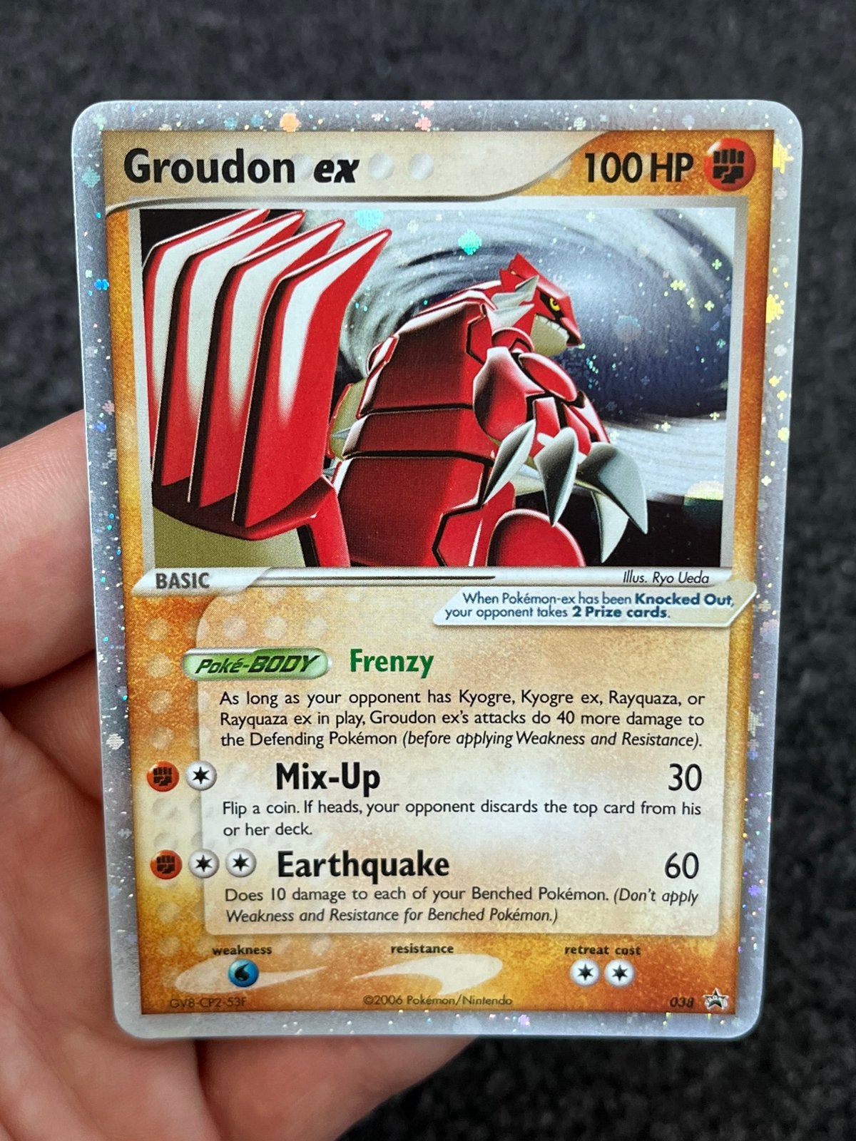 Pokémon Groudon ex holo #038 promo - Near mint/excellent, Ophalen of Verzenden, Zo goed als nieuw, Losse kaart, Foil