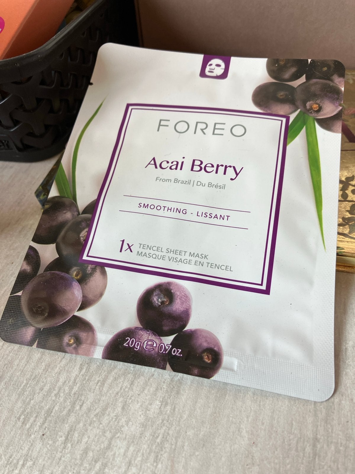 FOREO Acai Berry Tencel Sheet Mask, Ophalen of Verzenden, Nieuw, Gehele gezicht, Verzorging