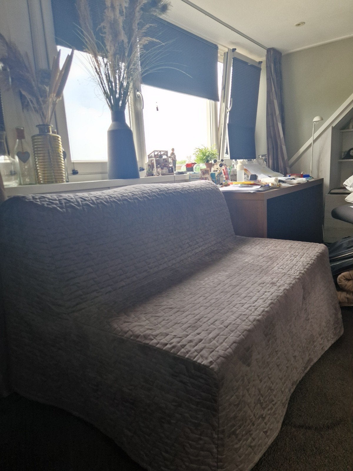 IKEA LYCKSELE  slaapbank - 2-zits, grijs, Ophalen, Gebruikt, Modern, functioneel, 150 tot 200 cm