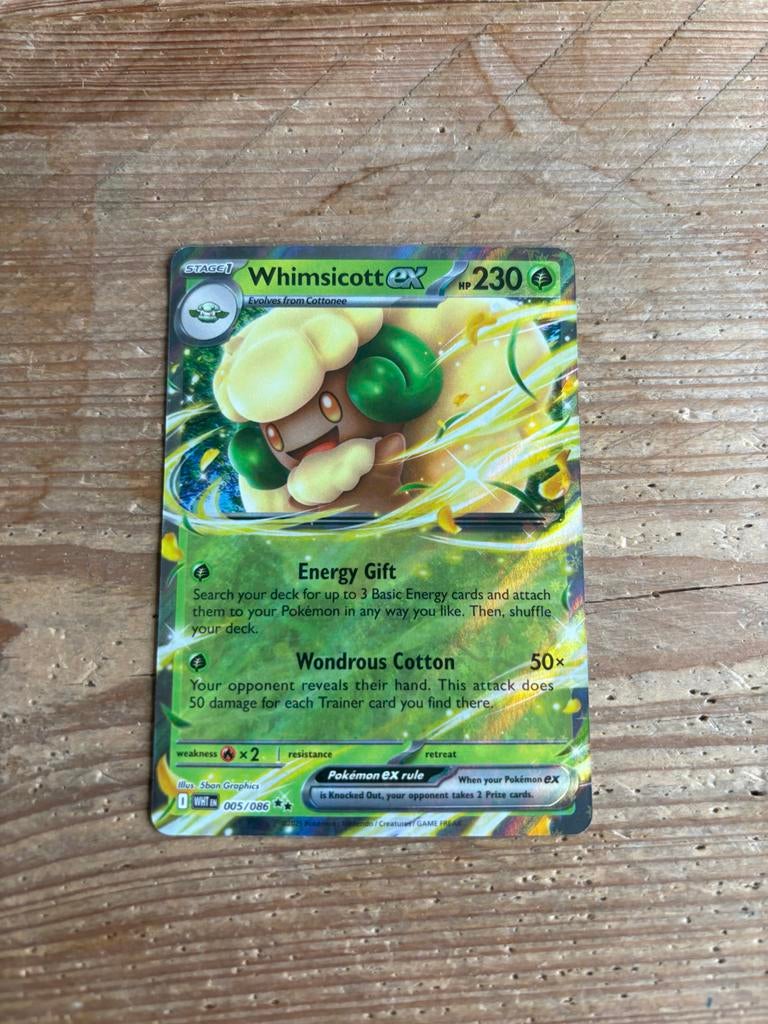 Whimsicott ex Pokémon kaart, Ophalen of Verzenden, Gebruikt, Losse kaart, Foil