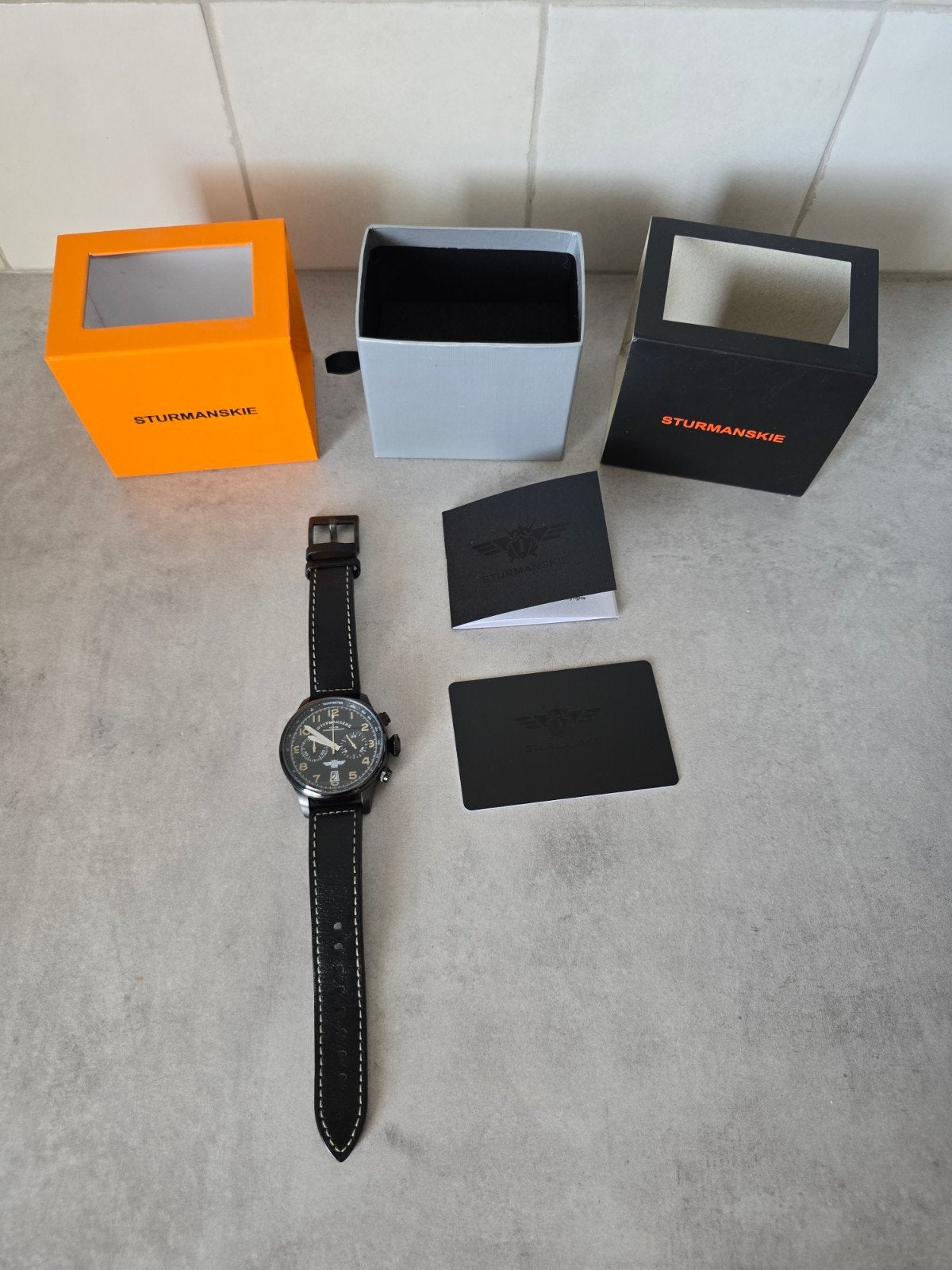 Sturmanskie Space Pioneers Herenhorloge VK64-3354851, Ophalen, Zo goed als nieuw, Leer, Overige merken