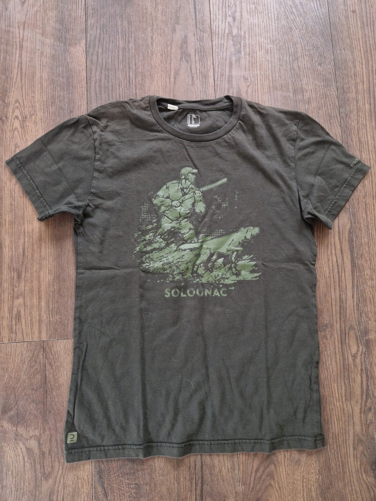 Groen katoenen t-shirt met print -  Maat S, Solognac, Ophalen of Verzenden, Zo goed als nieuw, Groen