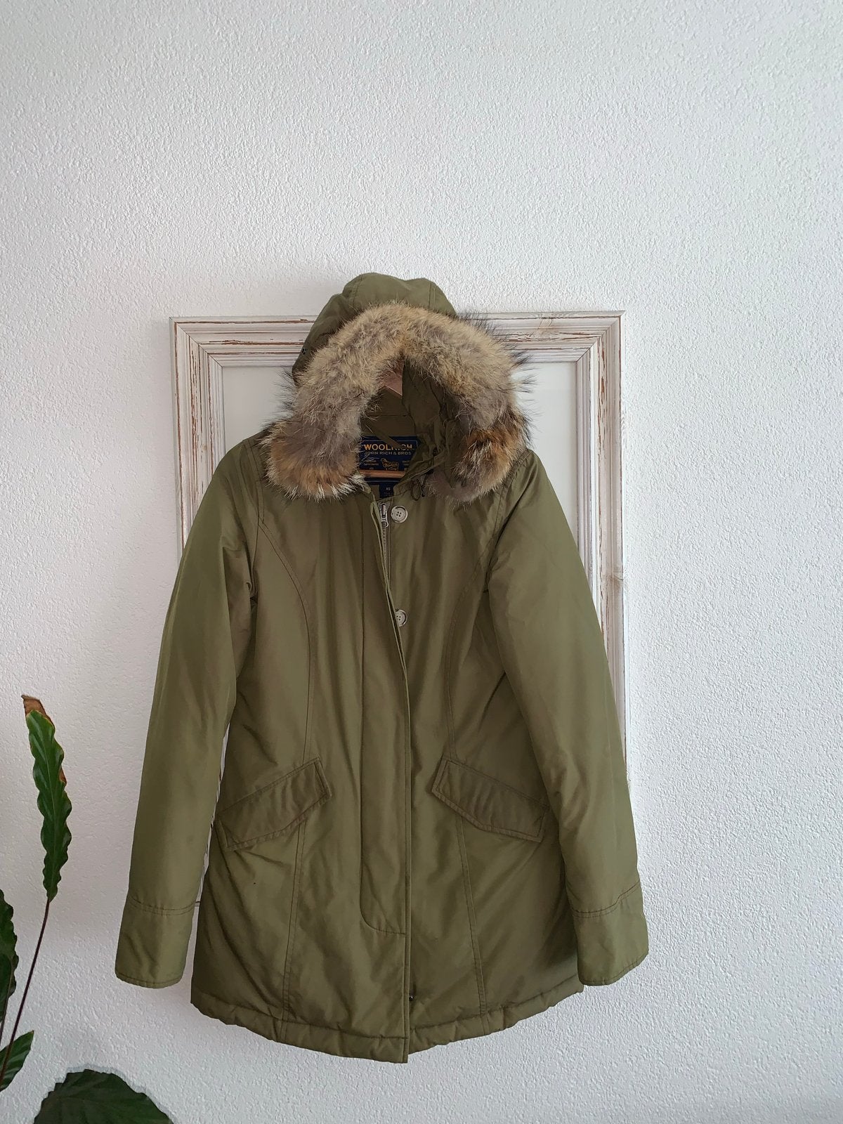 Woolrich winterjas met bontkraag - Maat S, Ophalen of Verzenden, Zo goed als nieuw, Maat 36 (S), Groen