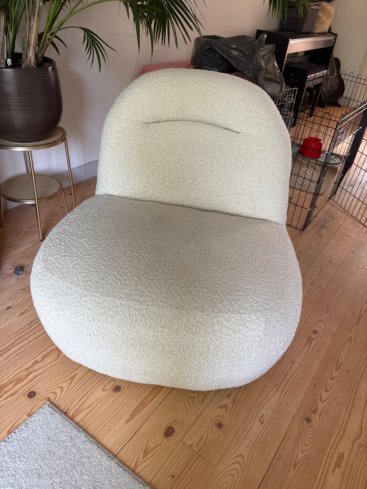 Teddy fauteuil Lounge Stoel - Crème Wit, Ophalen, Wit, Zo goed als nieuw, Eén