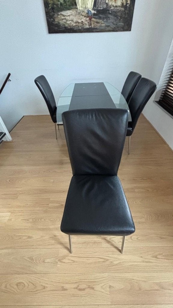 Eetkamerstoelen Leer, Huis en Inrichting, Stoelen, Ophalen, Zwart, Leer, Zo goed als nieuw