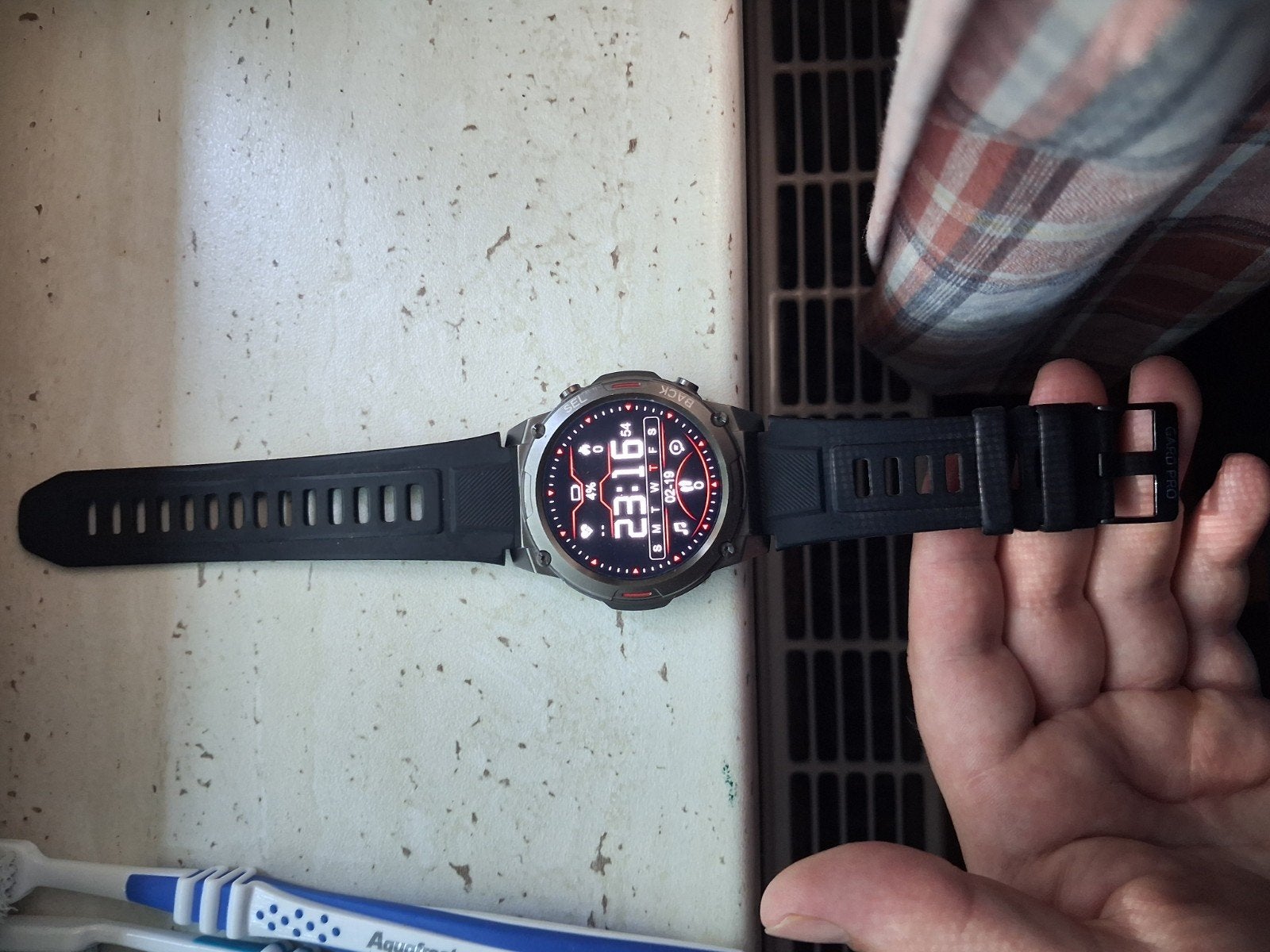 Gard Pro Ultra 2+ Smartwatch met oplader en oplaad stekker, Gebruikt, Zwart, Ophalen of Verzenden, Gard Pro
