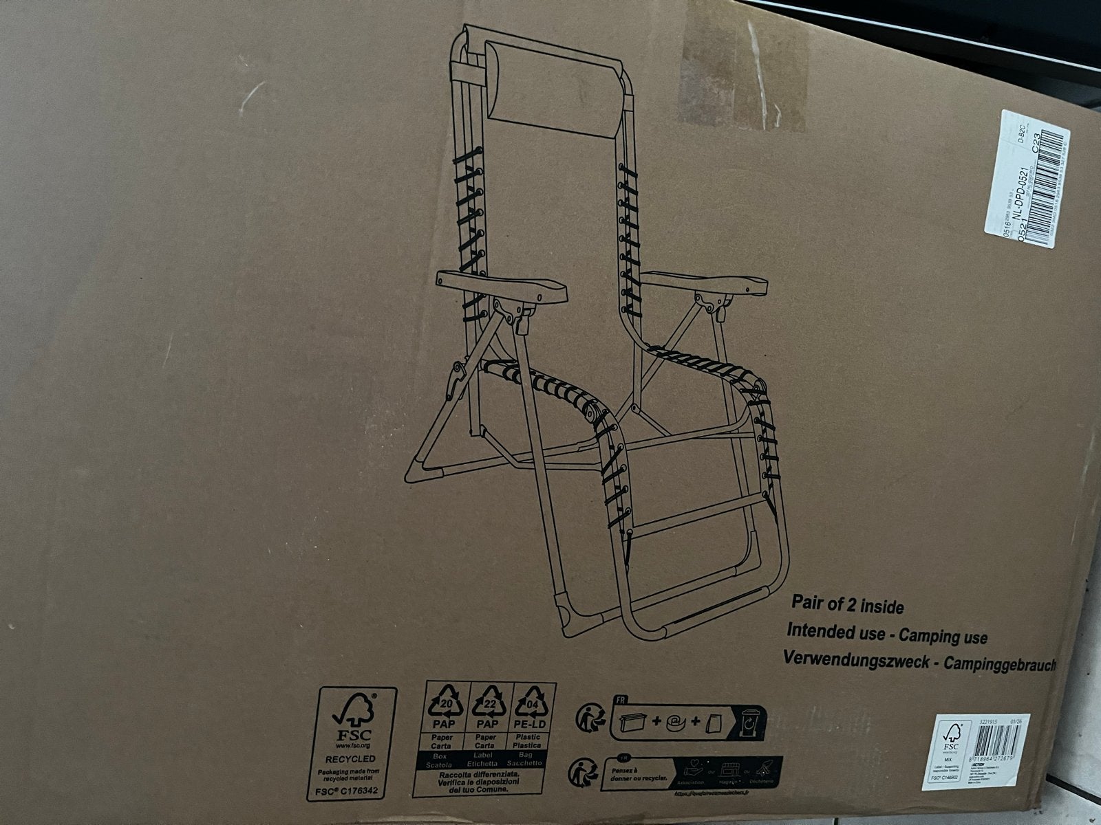 2 Nieuwe Campingstoelen in Doos - Ideaal voor Kamperen, Ophalen, Nieuw, Campingstoel