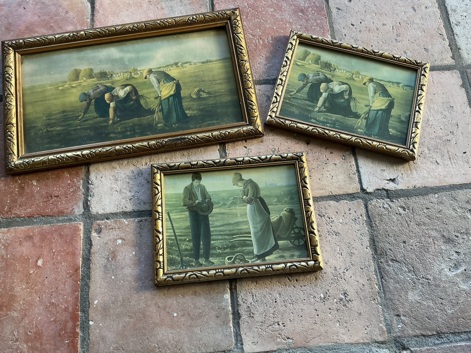 3 schilderijen met religeuze prenten., Ophalen of Verzenden, Oud hollands, Print, Portret of Personen