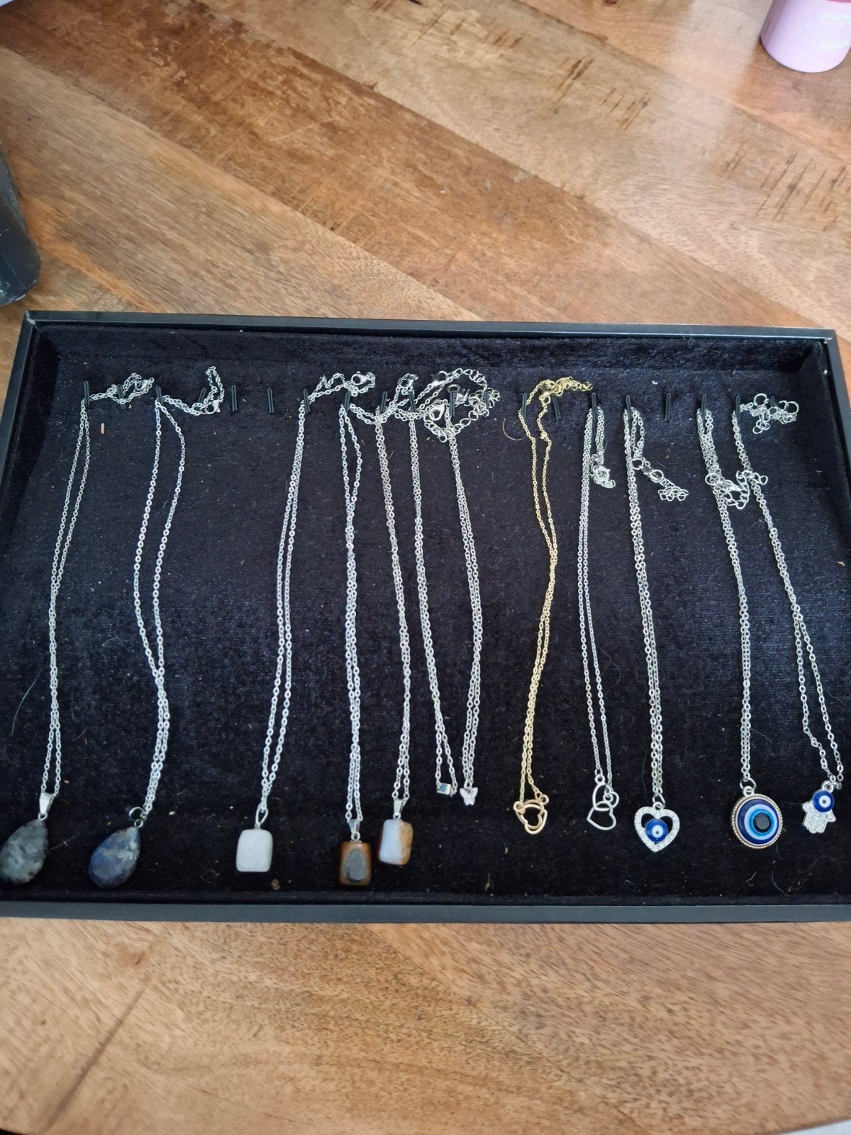 Partij kettingen +display., Overige materialen, Verstelbaar, Overige kleuren, Nieuw