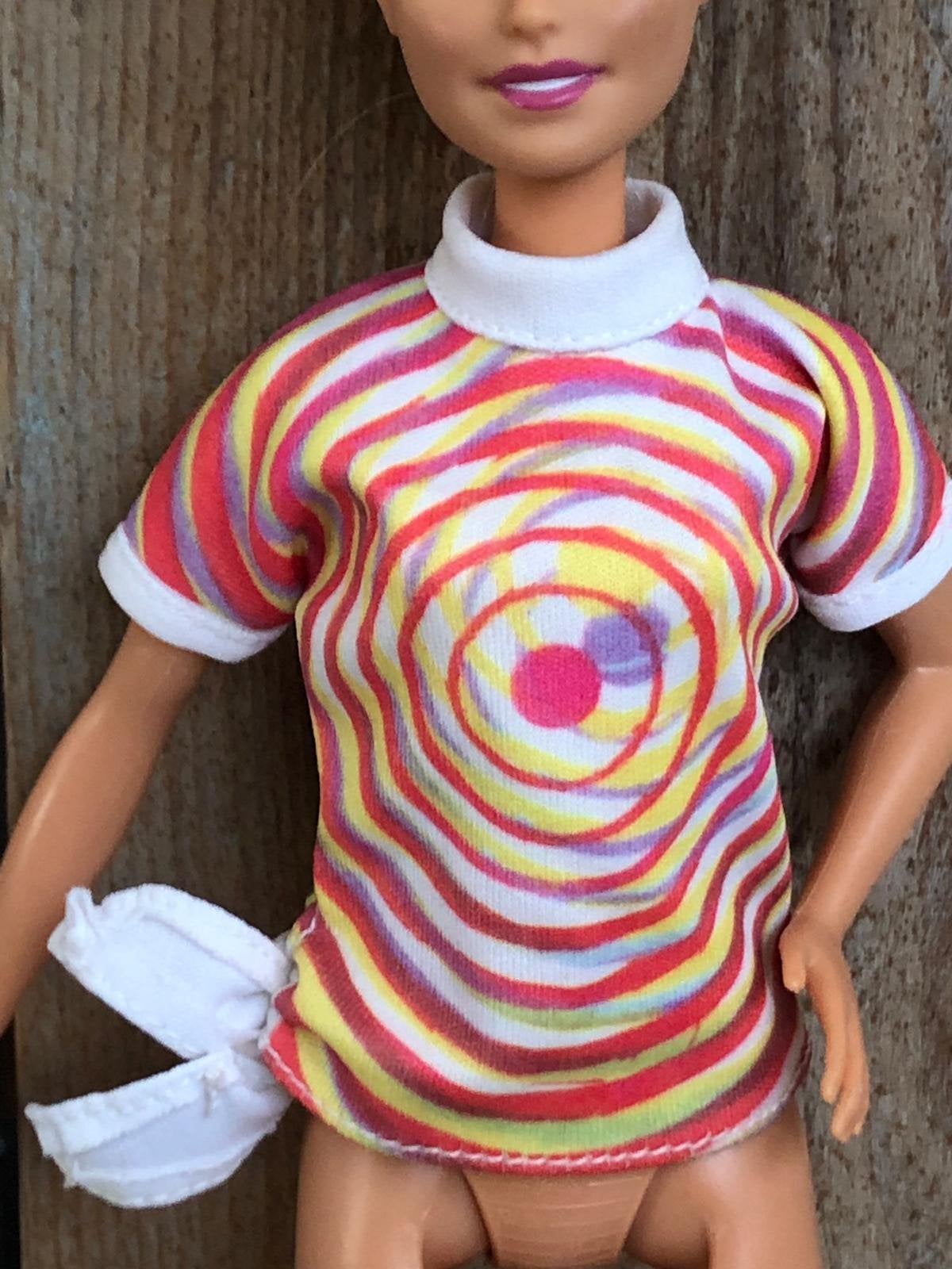 Roid geel oranje wit Barbie shirt, Ophalen of Verzenden, Zo goed als nieuw, Barbie
