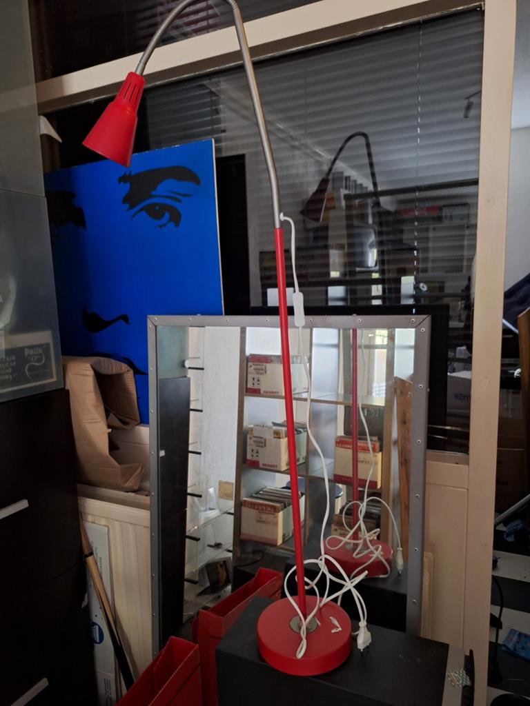 Rode vloerlamp met flexibele arm retro, Gebruikt, Ophalen of Verzenden, Modern, Metaal