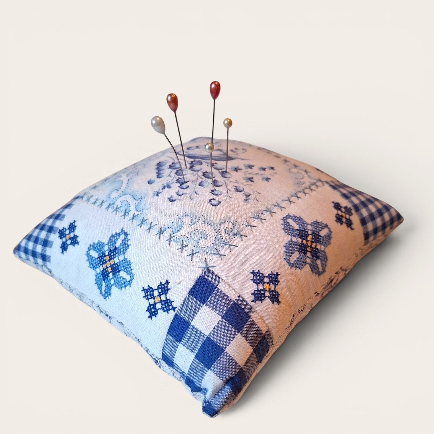 Groot speldenkussen, hand gemaakt patchwork, Ophalen of Verzenden