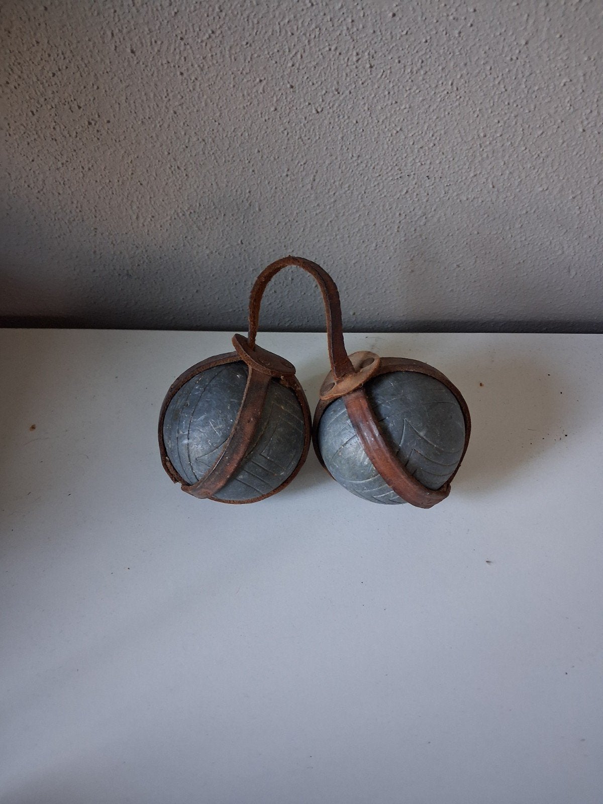 Vintage Petanque Ballen met Leren Houder, Ophalen