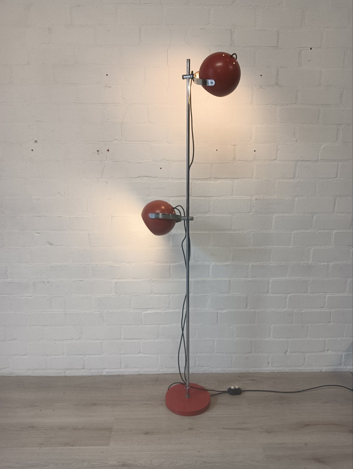 Vintage Gepo rode vloerlamp met twee verstelbare spots, Ophalen, Gebruikt, Metaal, 150 tot 200 cm